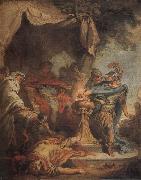 Francois Boucher Mucius Scaevola putting his hand in the fire USA oil painting artist
